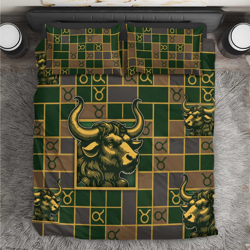 Taurus Zodiac Bedding Set Checkered Pattern