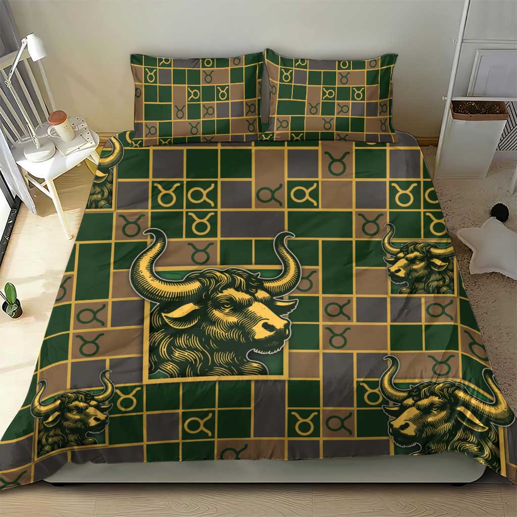 Taurus Zodiac Bedding Set Checkered Pattern
