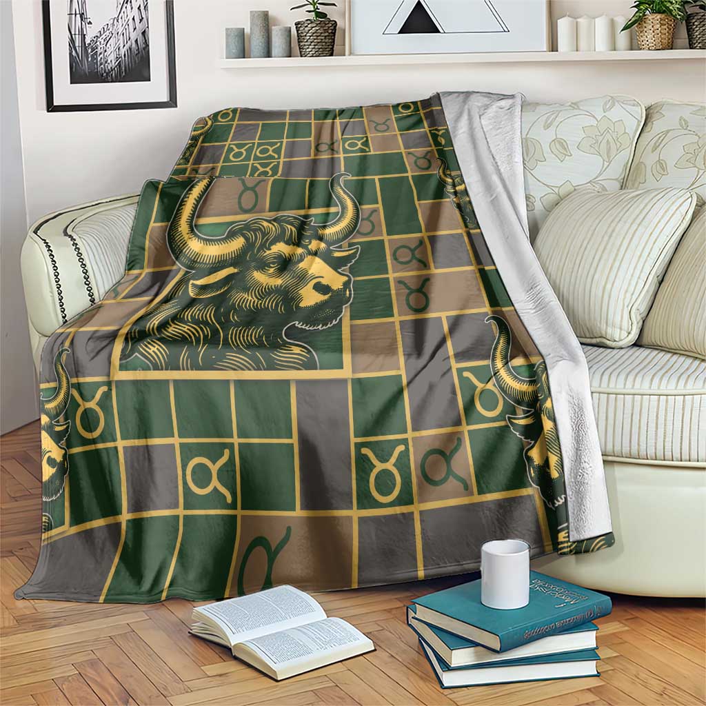 Taurus Zodiac Blanket Checkered Pattern
