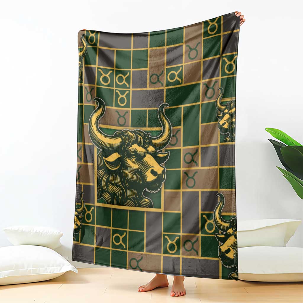 Taurus Zodiac Blanket Checkered Pattern