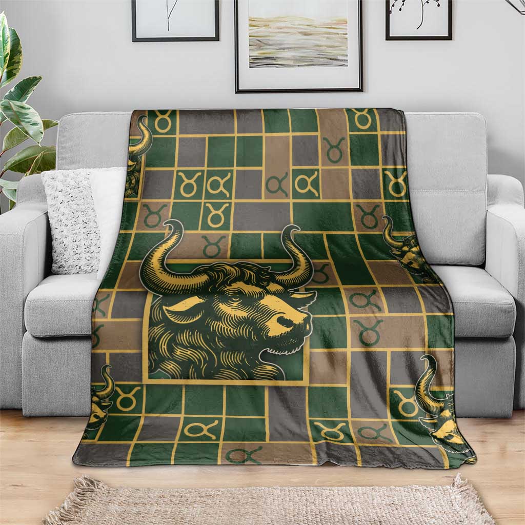 Taurus Zodiac Blanket Checkered Pattern