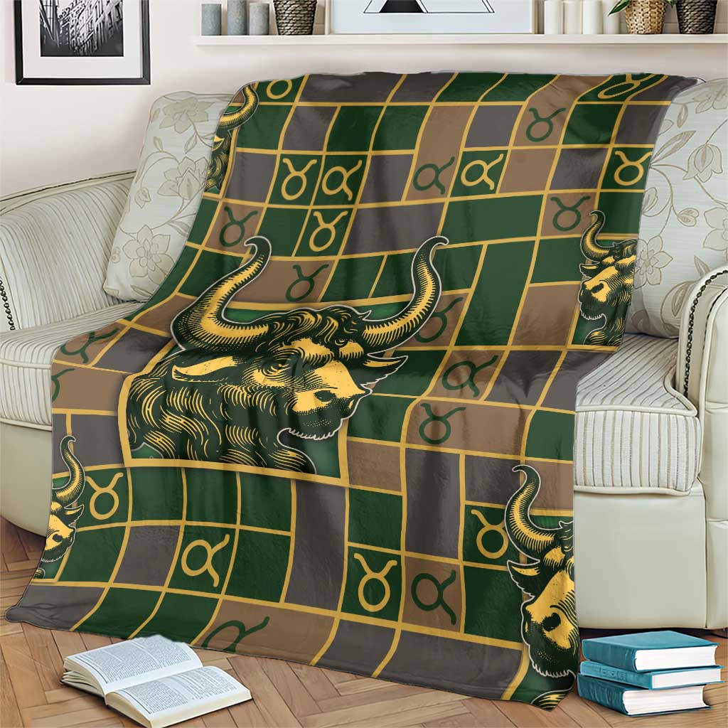 Taurus Zodiac Blanket Checkered Pattern