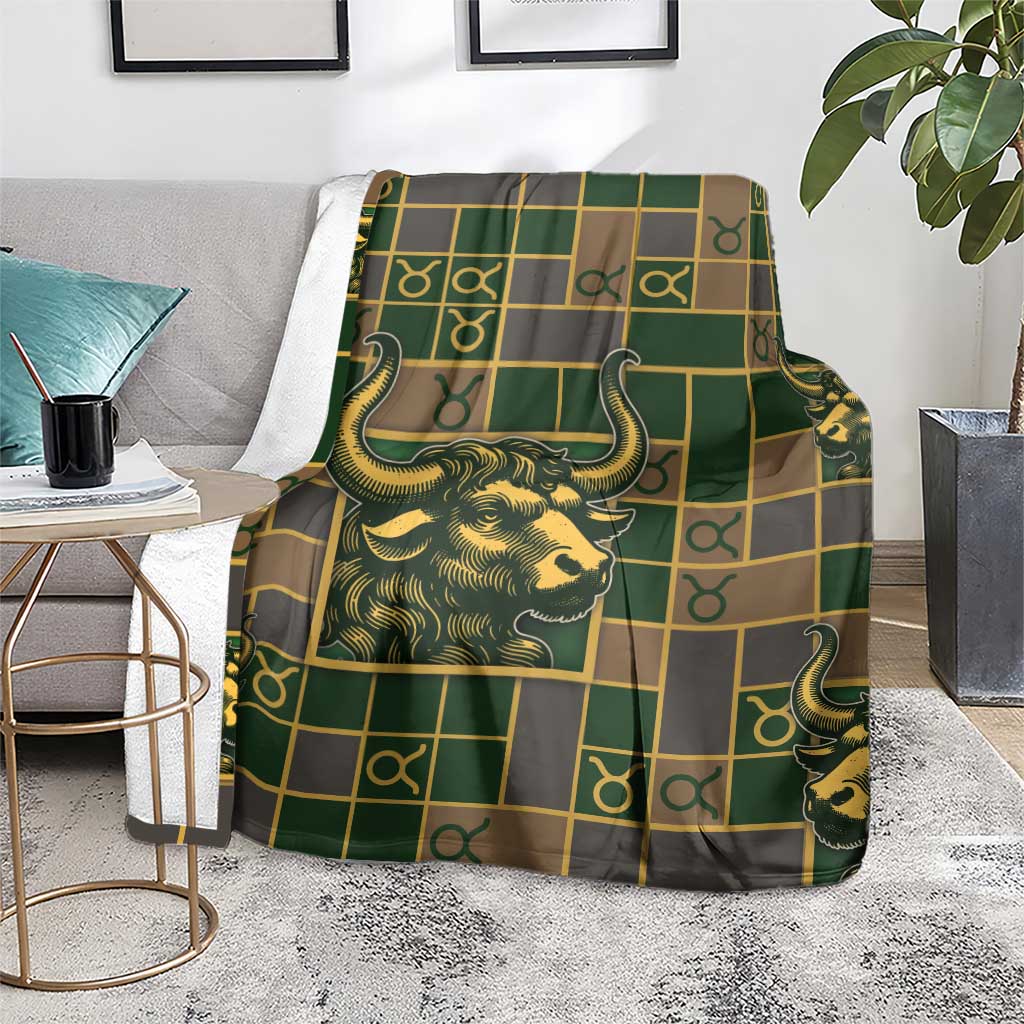Taurus Zodiac Blanket Checkered Pattern