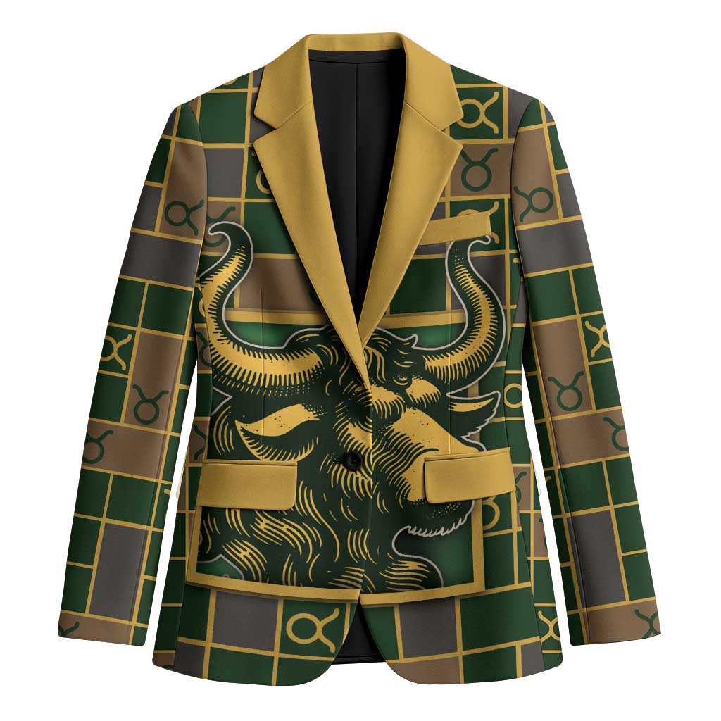 Custom Taurus Zodiac Blazer Checkered Pattern