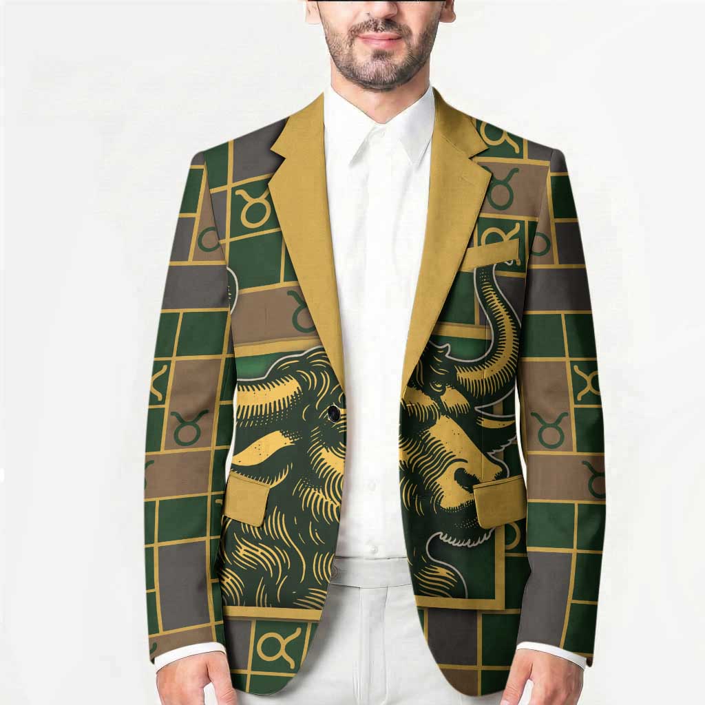 Custom Taurus Zodiac Blazer Checkered Pattern