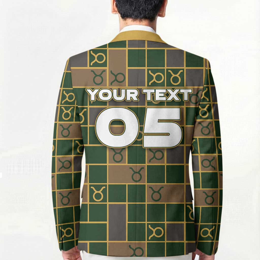 Custom Taurus Zodiac Blazer Checkered Pattern