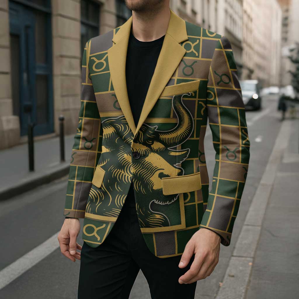 Custom Taurus Zodiac Blazer Checkered Pattern