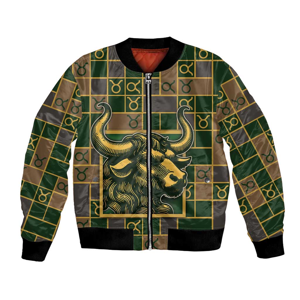 Custom Taurus Zodiac Bomber Jacket Checkered Pattern