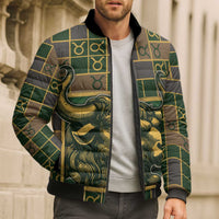 Custom Taurus Zodiac Bomber Puffer Jacket Checkered Pattern