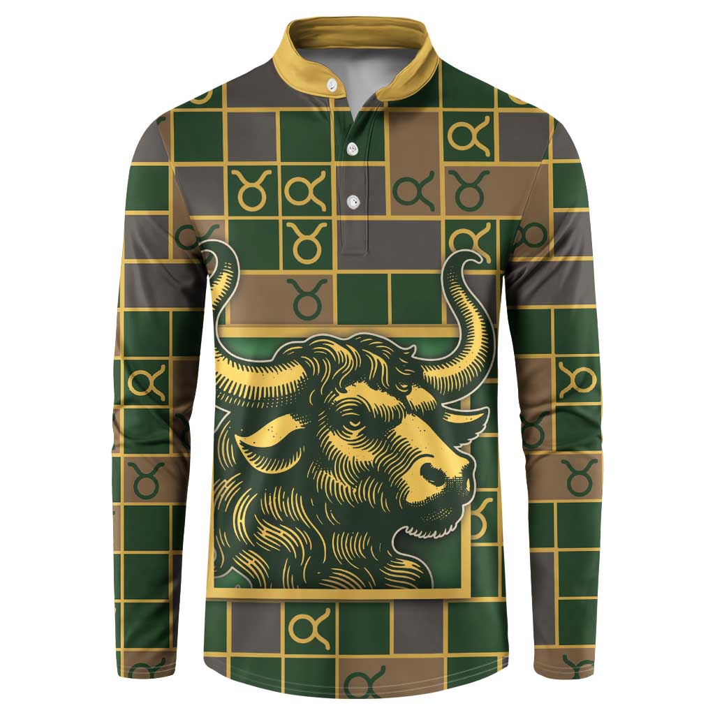 Custom Taurus Zodiac Button Sweatshirt Checkered Pattern