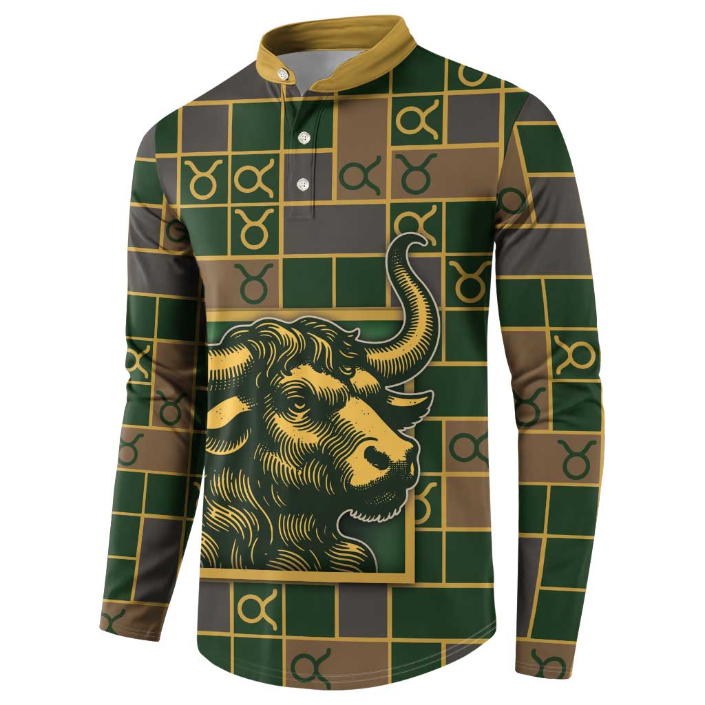 Custom Taurus Zodiac Button Sweatshirt Checkered Pattern