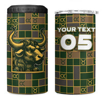 Custom Taurus Zodiac 4 in 1 Can Cooler Tumbler Checkered Pattern