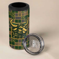 Custom Taurus Zodiac 4 in 1 Can Cooler Tumbler Checkered Pattern