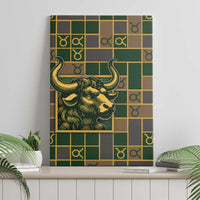 Taurus Zodiac Canvas Wall Art Checkered Pattern