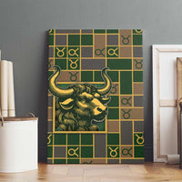 Taurus Zodiac Canvas Wall Art Checkered Pattern