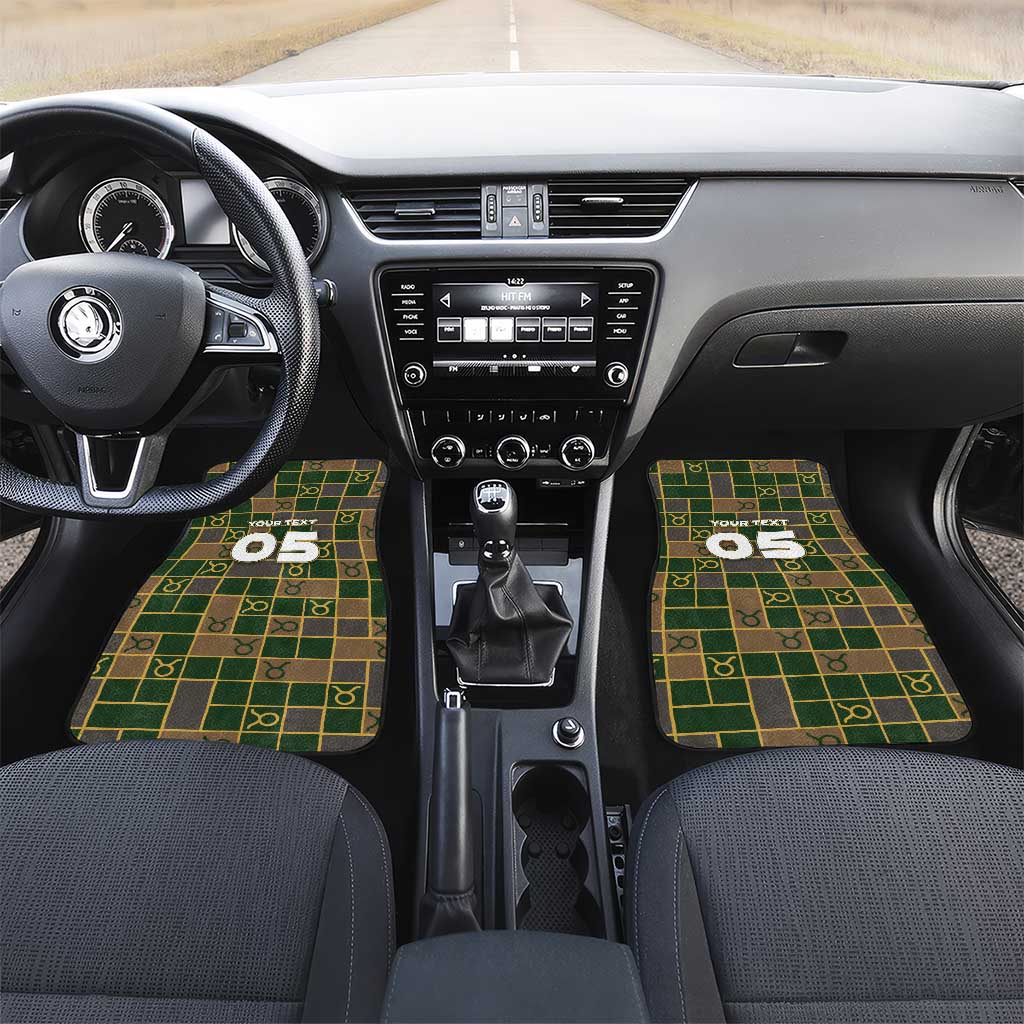 Custom Taurus Zodiac Car Mats Checkered Pattern