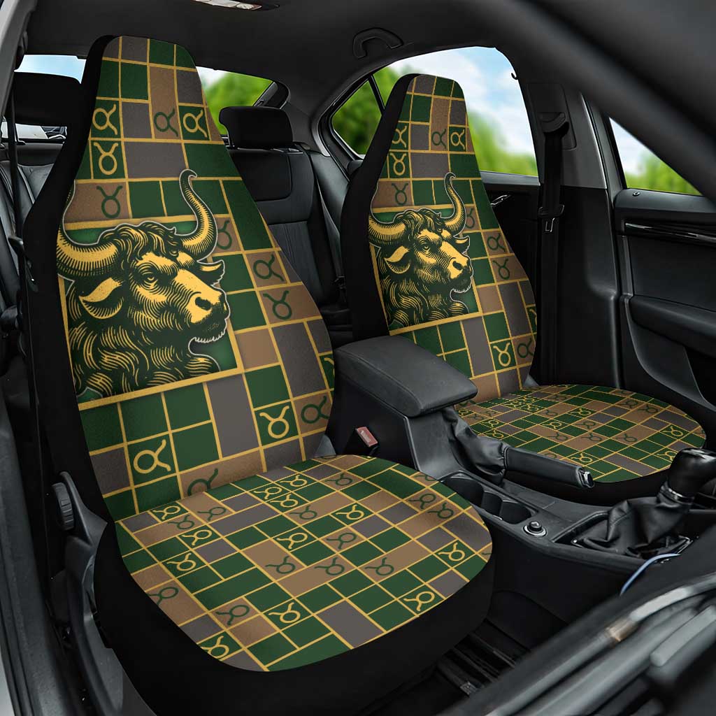 Taurus Zodiac Car Seat Cover Checkered Pattern