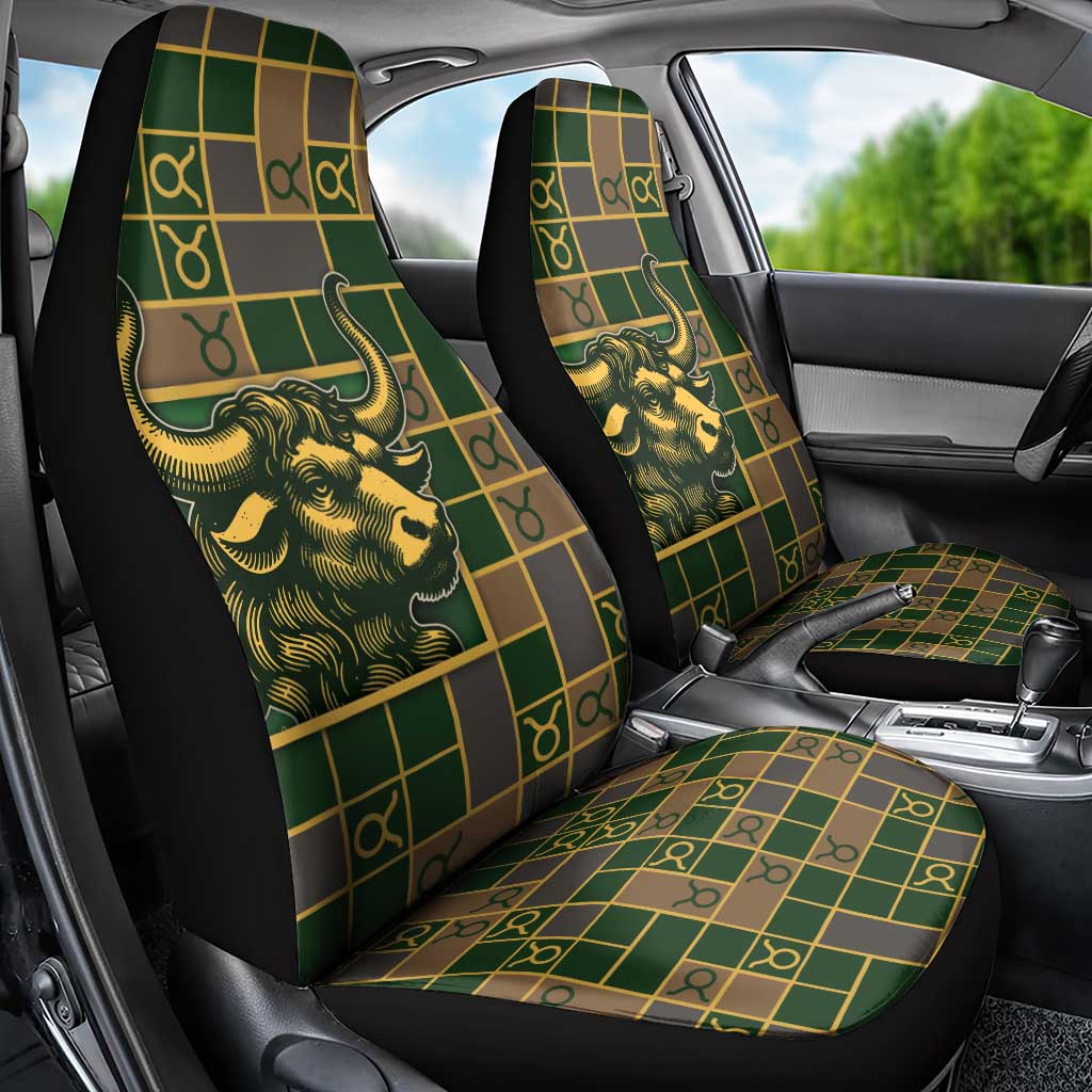 Taurus Zodiac Car Seat Cover Checkered Pattern