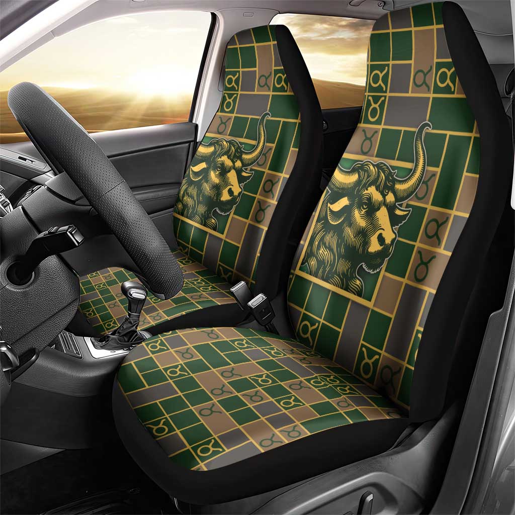 Taurus Zodiac Car Seat Cover Checkered Pattern