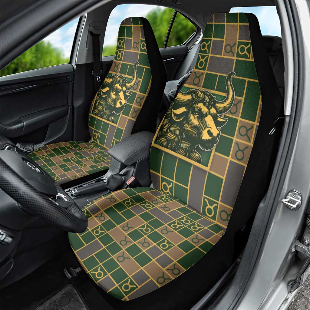 Taurus Zodiac Car Seat Cover Checkered Pattern