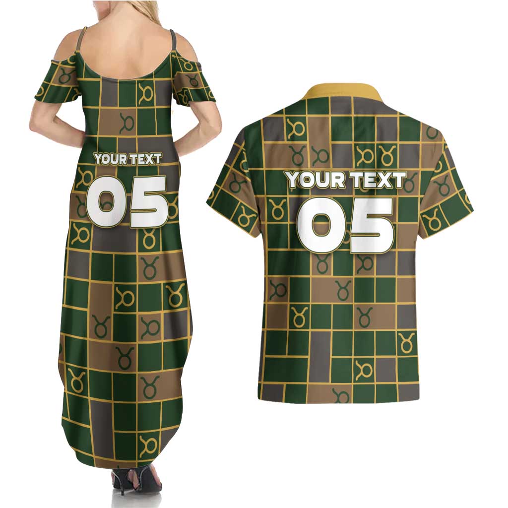 Custom Taurus Zodiac Couples Matching Summer Maxi Dress and Hawaiian Shirt Checkered Pattern