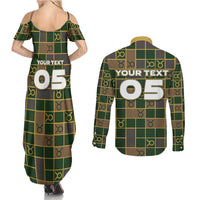 Custom Taurus Zodiac Couples Matching Summer Maxi Dress and Long Sleeve Button Shirt Checkered Pattern