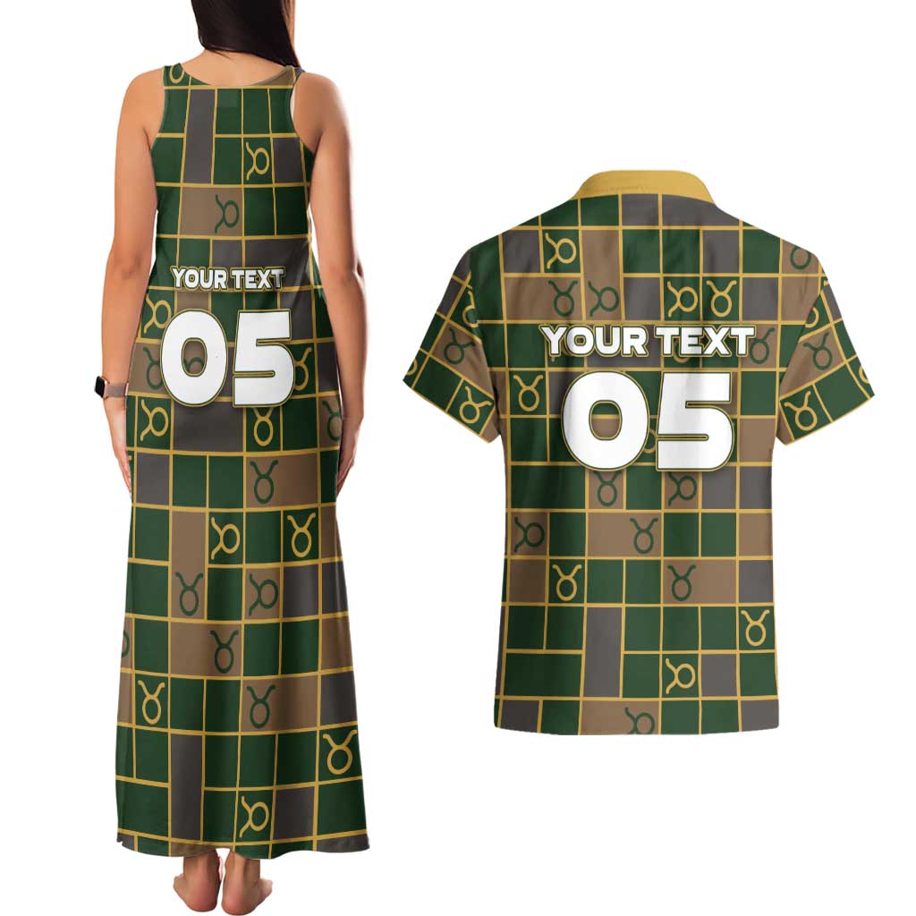 Custom Taurus Zodiac Couples Matching Tank Maxi Dress and Hawaiian Shirt Checkered Pattern