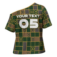 Custom Taurus Zodiac Cross Shoulder Shirt Checkered Pattern