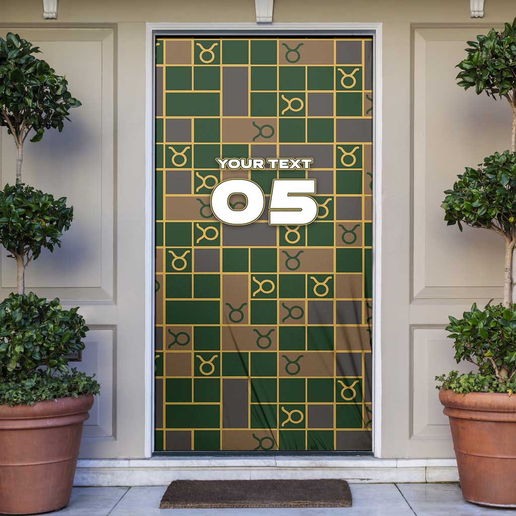 Custom Taurus Zodiac Door Cover Checkered Pattern