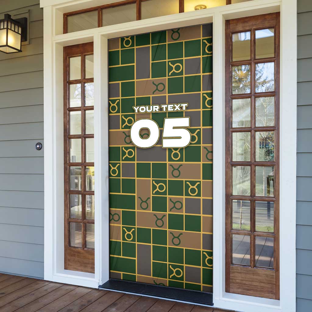 Custom Taurus Zodiac Door Cover Checkered Pattern