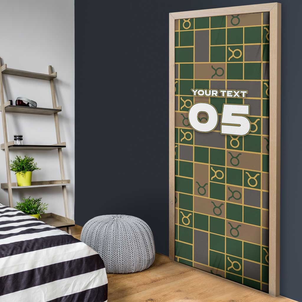 Custom Taurus Zodiac Door Cover Checkered Pattern