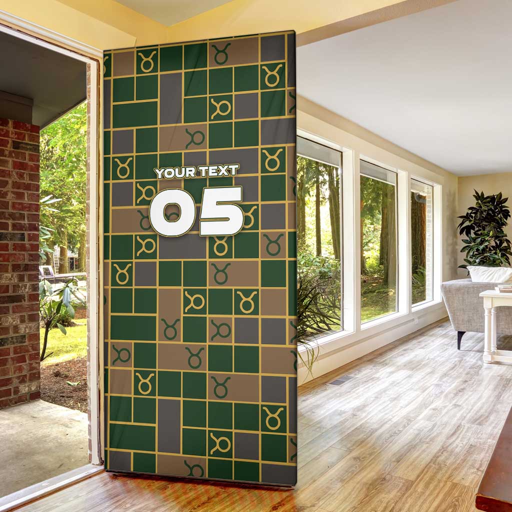 Custom Taurus Zodiac Door Cover Checkered Pattern