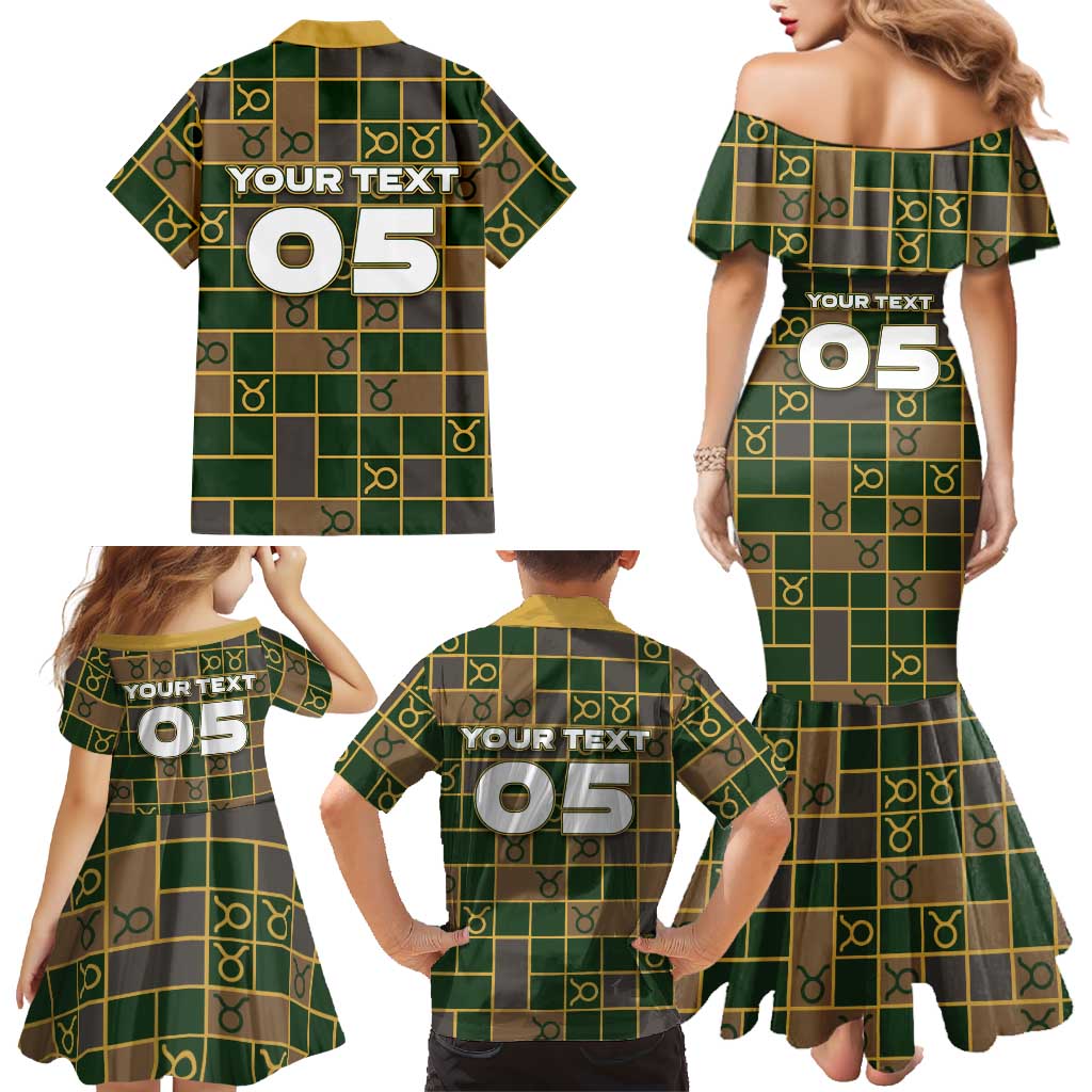Custom Taurus Zodiac Family Matching Mermaid Dress and Hawaiian Shirt Checkered Pattern