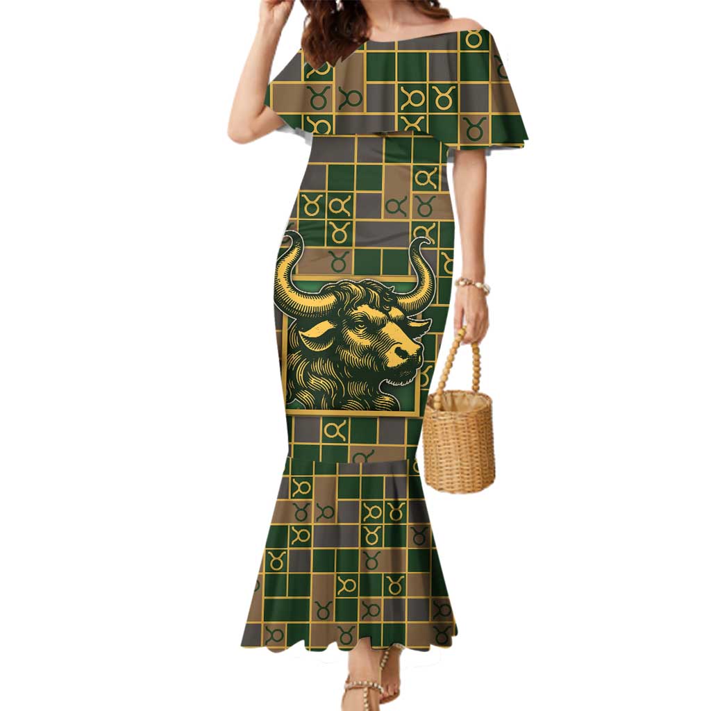 Custom Taurus Zodiac Family Matching Mermaid Dress and Hawaiian Shirt Checkered Pattern