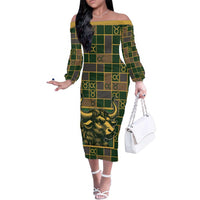 Custom Taurus Zodiac Family Matching Off The Shoulder Long Sleeve Dress and Hawaiian Shirt Checkered Pattern