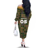 Custom Taurus Zodiac Family Matching Off The Shoulder Long Sleeve Dress and Hawaiian Shirt Checkered Pattern