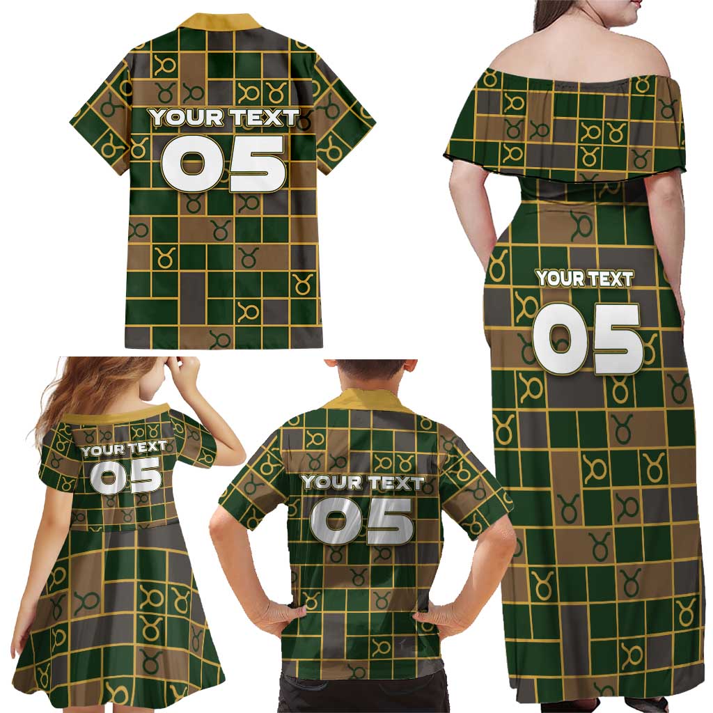 Custom Taurus Zodiac Family Matching Off Shoulder Maxi Dress and Hawaiian Shirt Checkered Pattern
