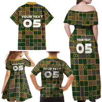 Custom Taurus Zodiac Family Matching Off Shoulder Maxi Dress and Hawaiian Shirt Checkered Pattern