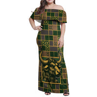 Custom Taurus Zodiac Family Matching Off Shoulder Maxi Dress and Hawaiian Shirt Checkered Pattern