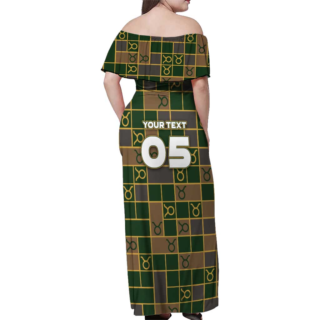 Custom Taurus Zodiac Family Matching Off Shoulder Maxi Dress and Hawaiian Shirt Checkered Pattern