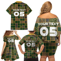 Custom Taurus Zodiac Family Matching Off Shoulder Short Dress and Hawaiian Shirt Checkered Pattern