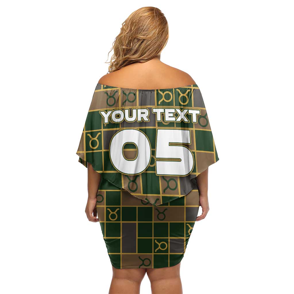 Custom Taurus Zodiac Family Matching Off Shoulder Short Dress and Hawaiian Shirt Checkered Pattern