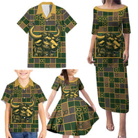 Custom Taurus Zodiac Family Matching Puletasi and Hawaiian Shirt Checkered Pattern