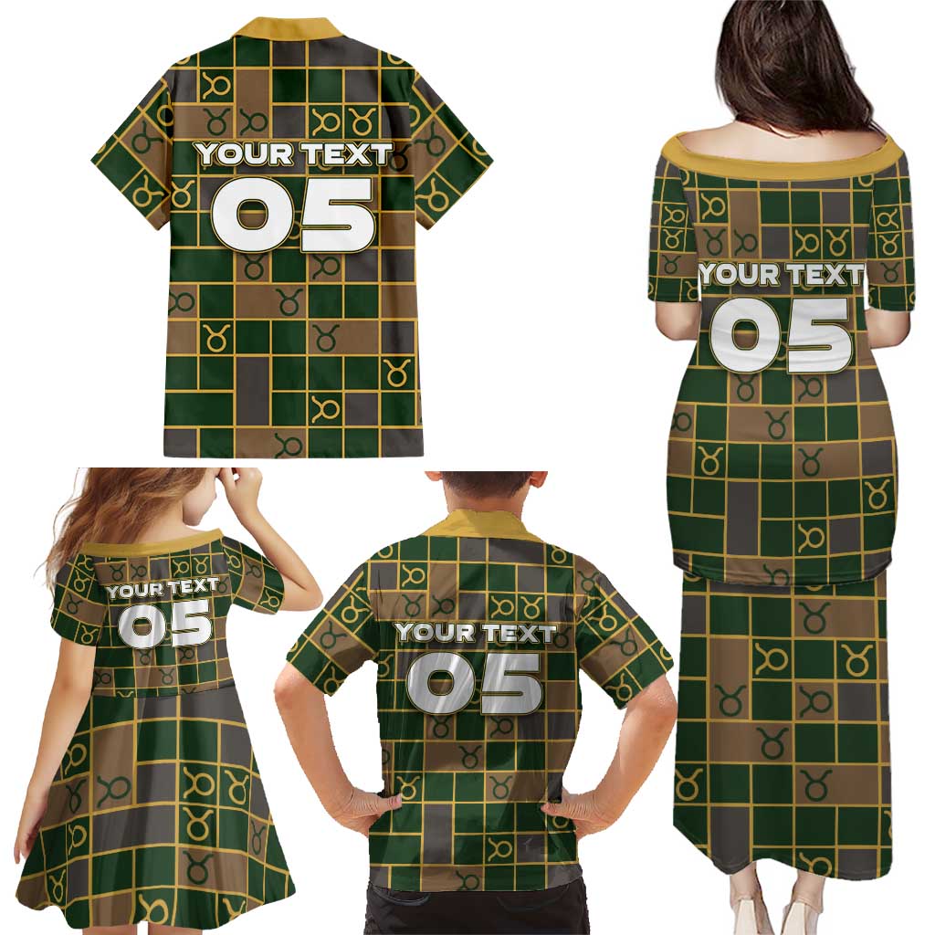 Custom Taurus Zodiac Family Matching Puletasi and Hawaiian Shirt Checkered Pattern