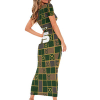 Custom Taurus Zodiac Family Matching Short Sleeve Bodycon Dress and Hawaiian Shirt Checkered Pattern