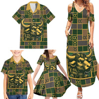 Custom Taurus Zodiac Family Matching Summer Maxi Dress and Hawaiian Shirt Checkered Pattern