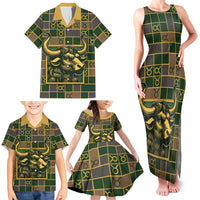 Custom Taurus Zodiac Family Matching Tank Maxi Dress and Hawaiian Shirt Checkered Pattern