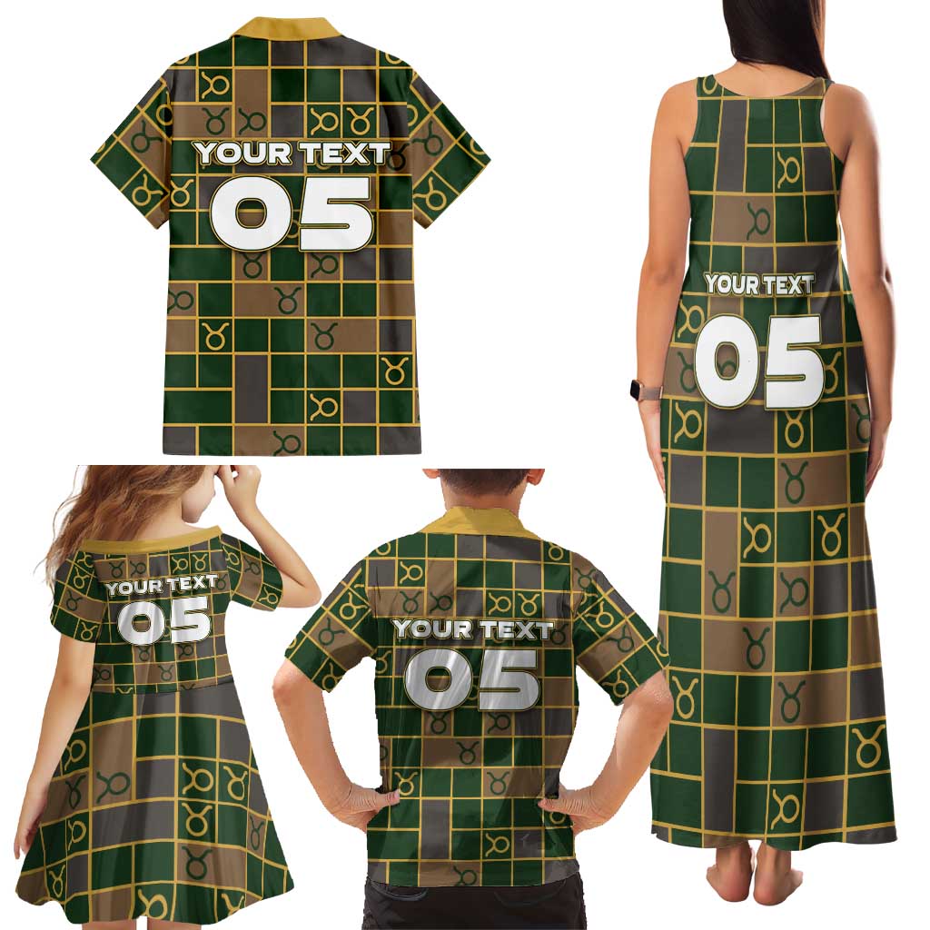 Custom Taurus Zodiac Family Matching Tank Maxi Dress and Hawaiian Shirt Checkered Pattern