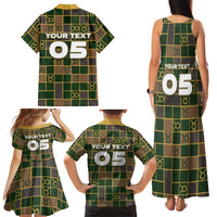 Custom Taurus Zodiac Family Matching Tank Maxi Dress and Hawaiian Shirt Checkered Pattern