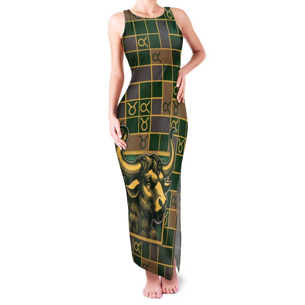 Custom Taurus Zodiac Family Matching Tank Maxi Dress and Hawaiian Shirt Checkered Pattern